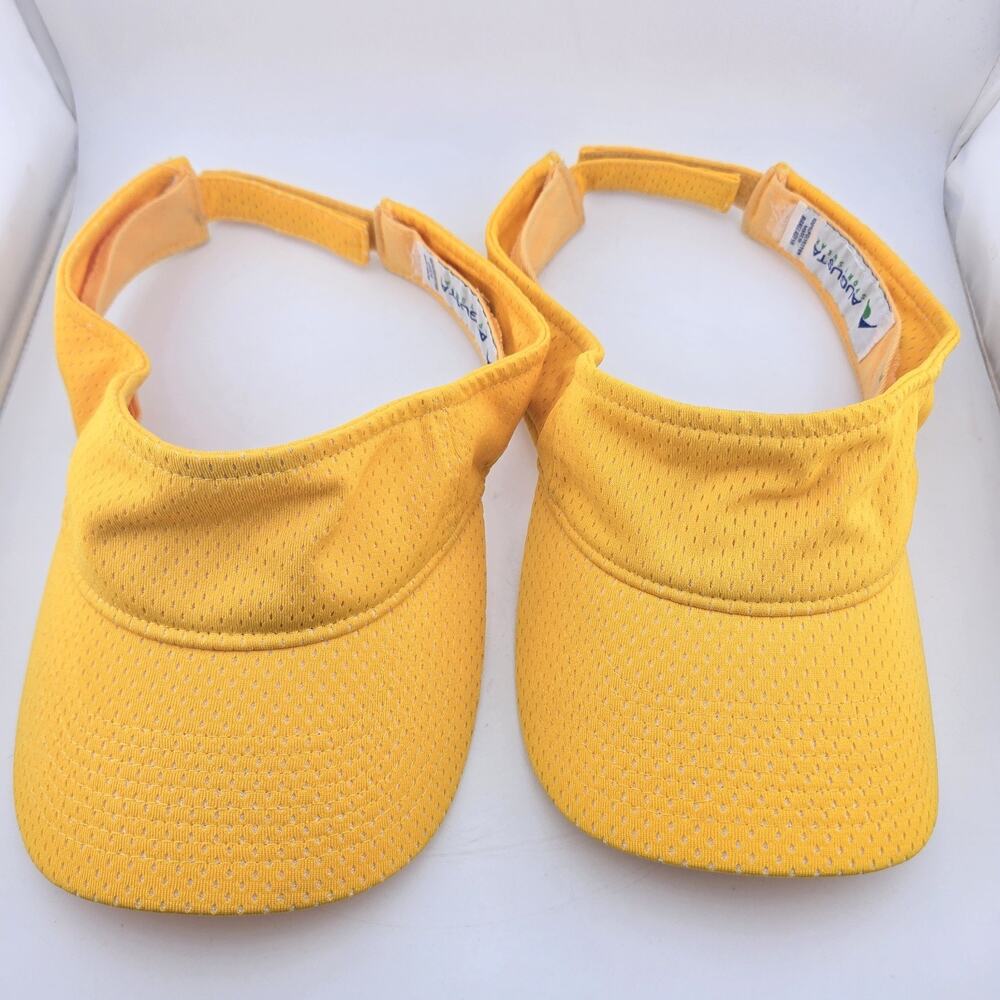 Augusta Sportswear Mesh Sun Visor Lot 2 Yellow Hook Loop Adjustable Golf